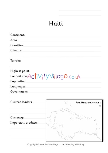 Haiti Fact Worksheet