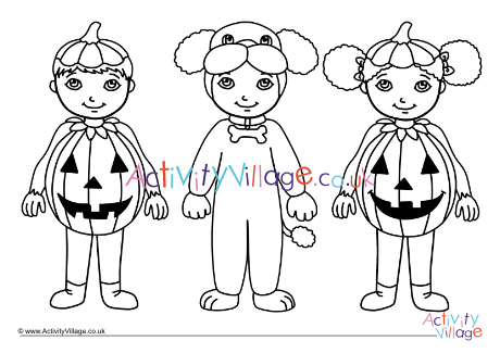 Halloween costumes colouring page 2