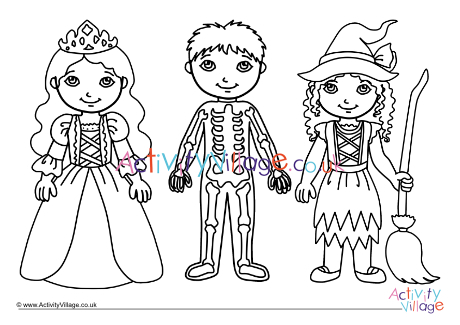 Halloween Costumes Colouring Page 3