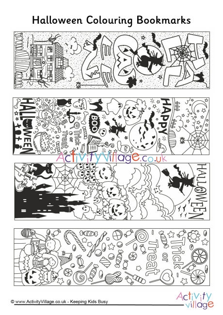 Halloween Doodle Colouring Bookmarks