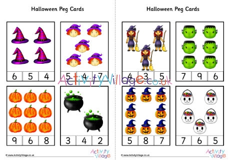 Halloween counting peg cards