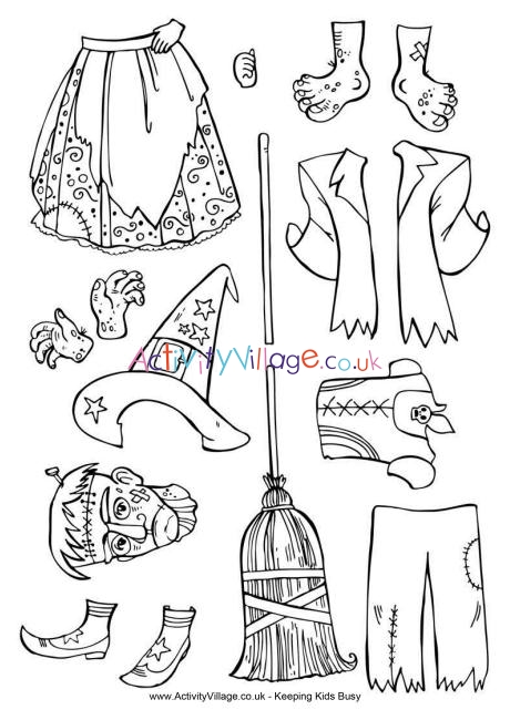 Halloween paper doll costumes