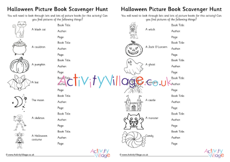 Halloween Picture Book Scavenger Hunt 