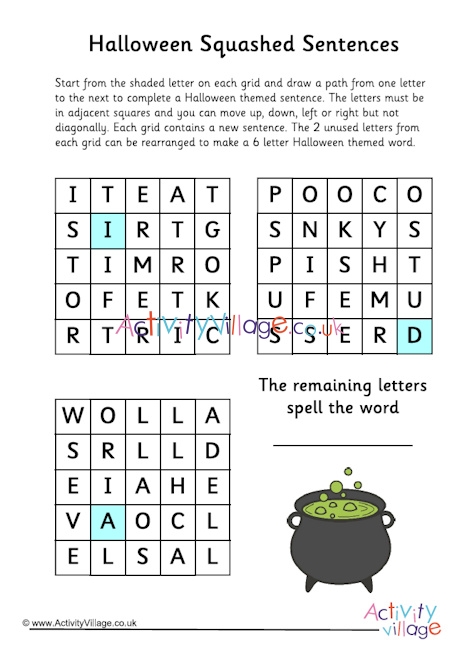 Halloween squashed sentence puzzle