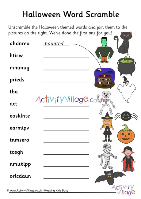 Halloween Word Scramble 3