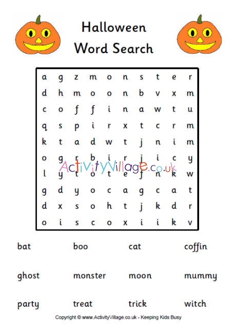 Halloween word search 1