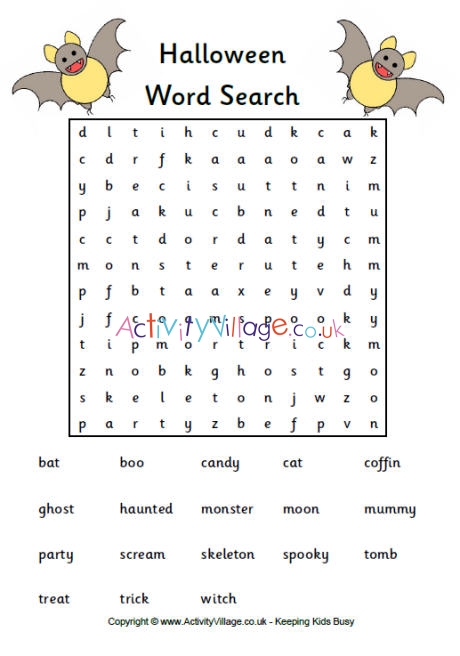 Halloween word search 2