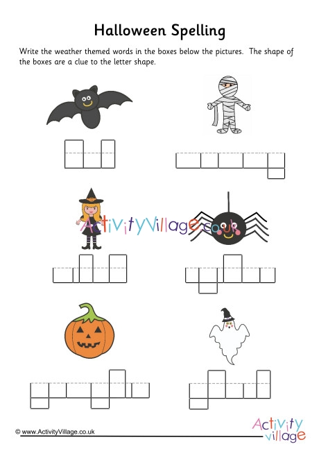 Halloween Word Shapes Worksheet
