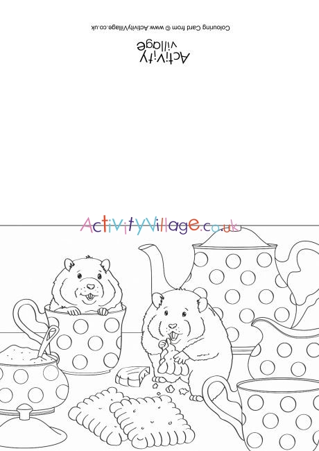 Hamsters Scene Colouring Card