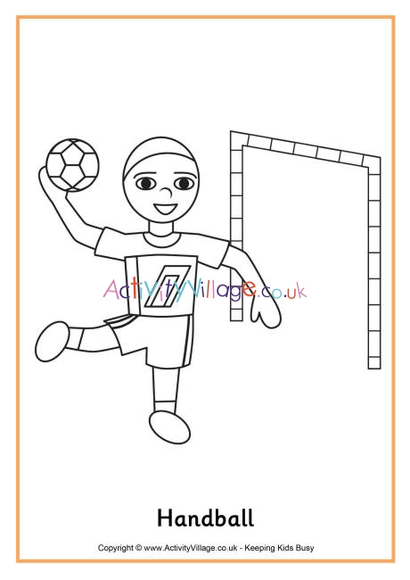 Handball colouring page