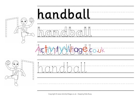 Handball handwriting worksheet