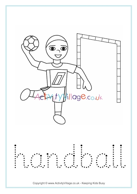 Handball tracing worksheet
