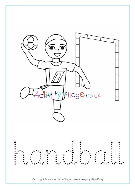 Handball tracing worksheet
