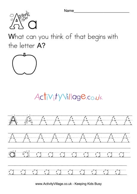 Handwriting alphabet A