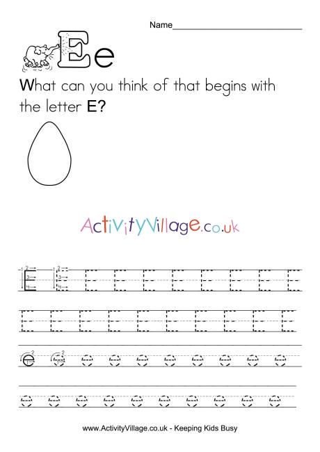 Handwriting alphabet E