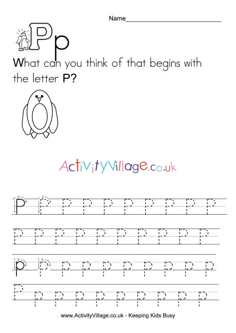 Handwriting alphabet P