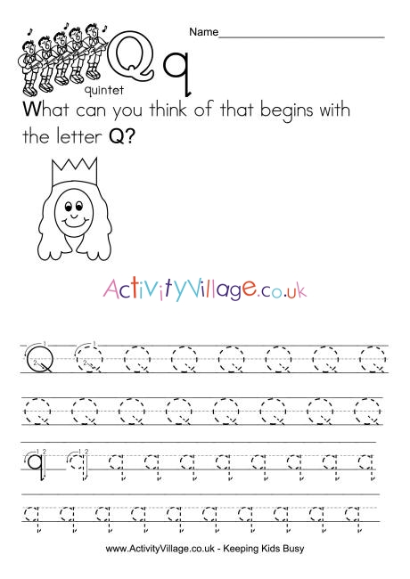 Handwriting alphabet Q