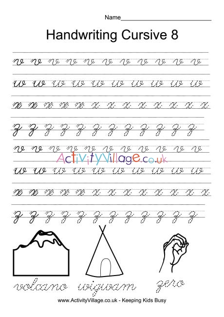 Handwriting practice cursive 8