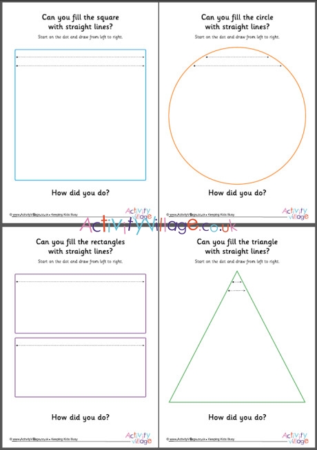 Handwriting readiness straight lines filling shapes