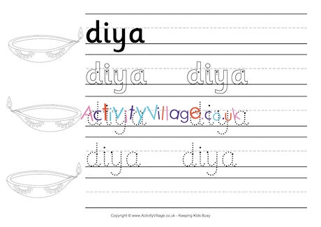 Diya handwriting worksheet