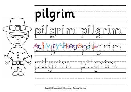 Pilgrim handwriting worksheet