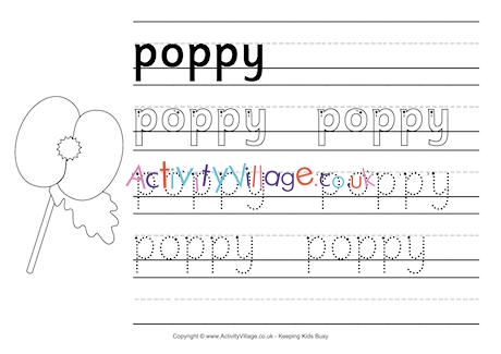 Poppy handwriting worksheet