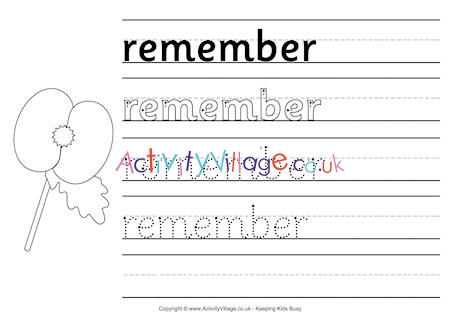 Remember handwriting worksheet