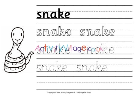 Snake handwriting worksheet