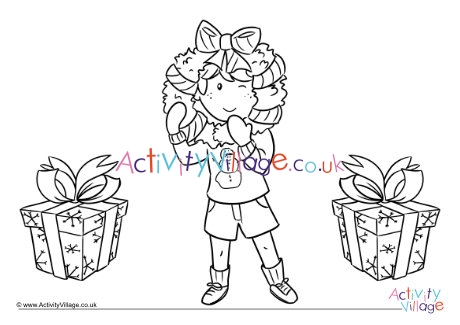 Hanging the Christmas wreath colouring page