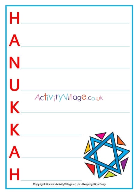 Hanukkah acrostic poem printable 2