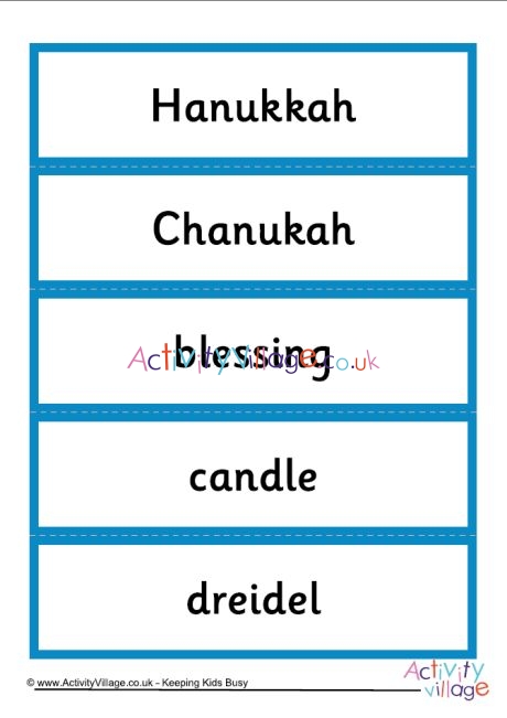 Hanukkah word cards