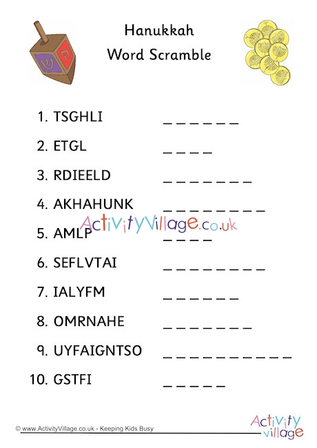 Hanukkah Word Scramble