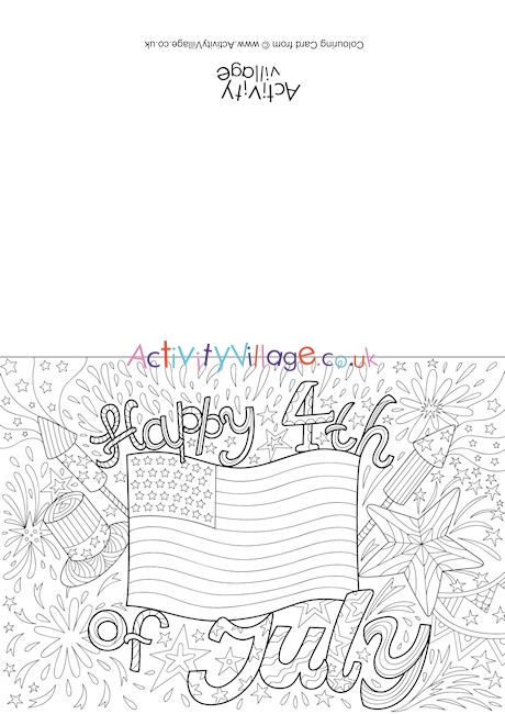 Happy 4th of July Doodle Colouring Card