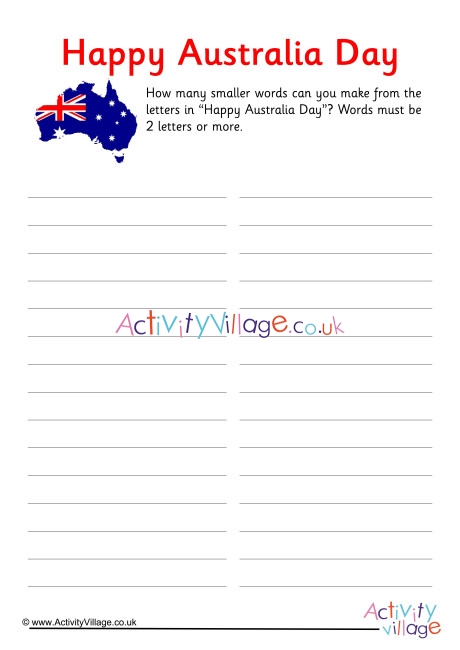 Happy Australia Day How Many Words