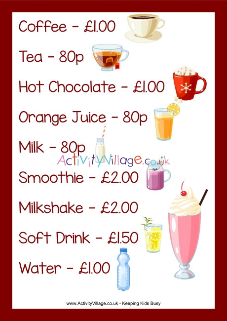 Happy Café drinks poster