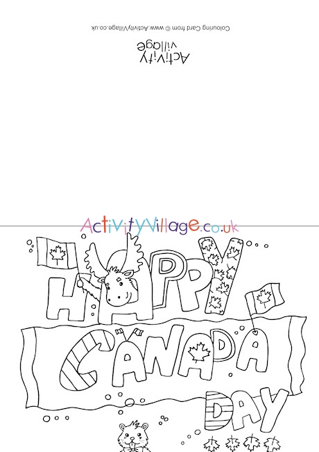 Happy Canada Day Colouring Card