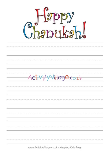 Happy Chanukah writing paper