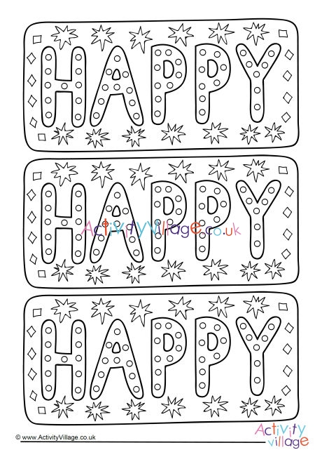 Happy colouring bookmarks