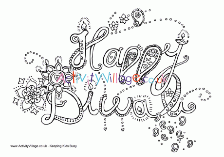 Happy diwali colouring page