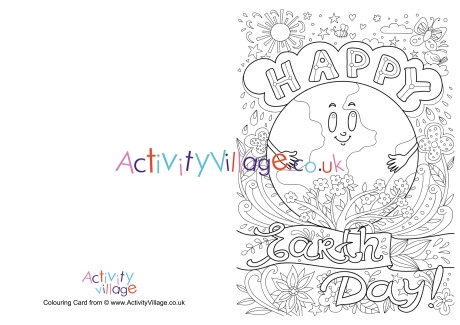 Happy Earth Day Colouring Card