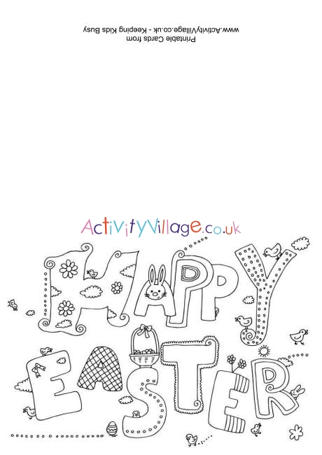 Happy Easter colouring card