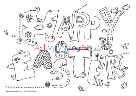 Happy Easter colouring page