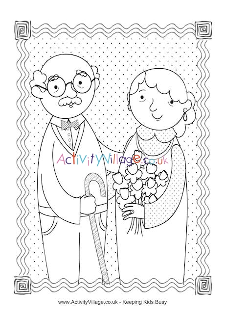 Happy Grandparents Day colouring page