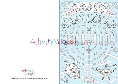 Happy Hanukkah colour pop colouring card