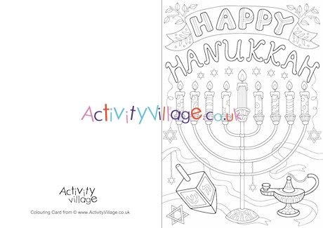 Happy Hanukkah colouring card