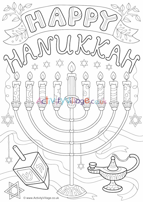 Happy Hanukkah colouring page