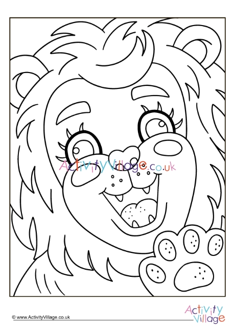 Happy lion colouring page