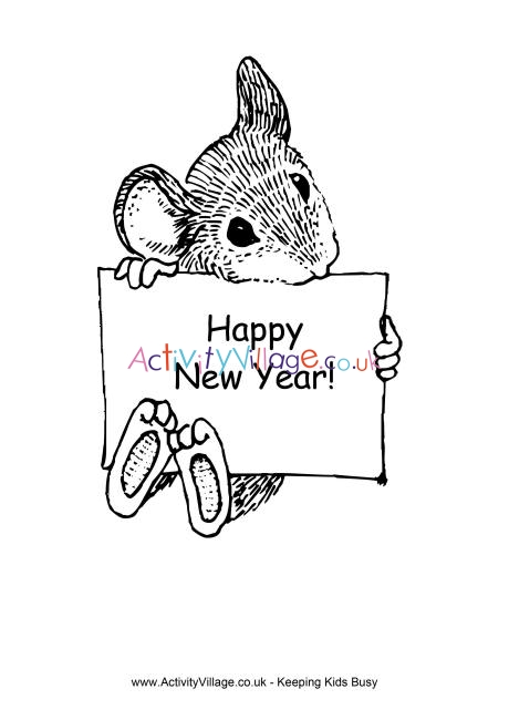 Happy New Year of the Rat colouring page