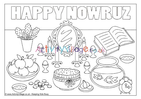 Happy Nowruz colouring page