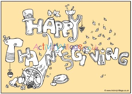 Happy Thanksgiving colouring page 2